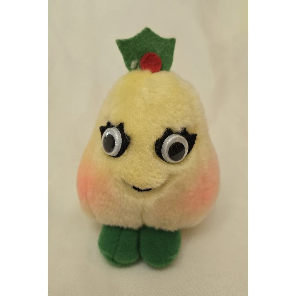 Vintage 1991 Del Monte Country Yumkins Christmas Googly Eyed Plush Ornament Set